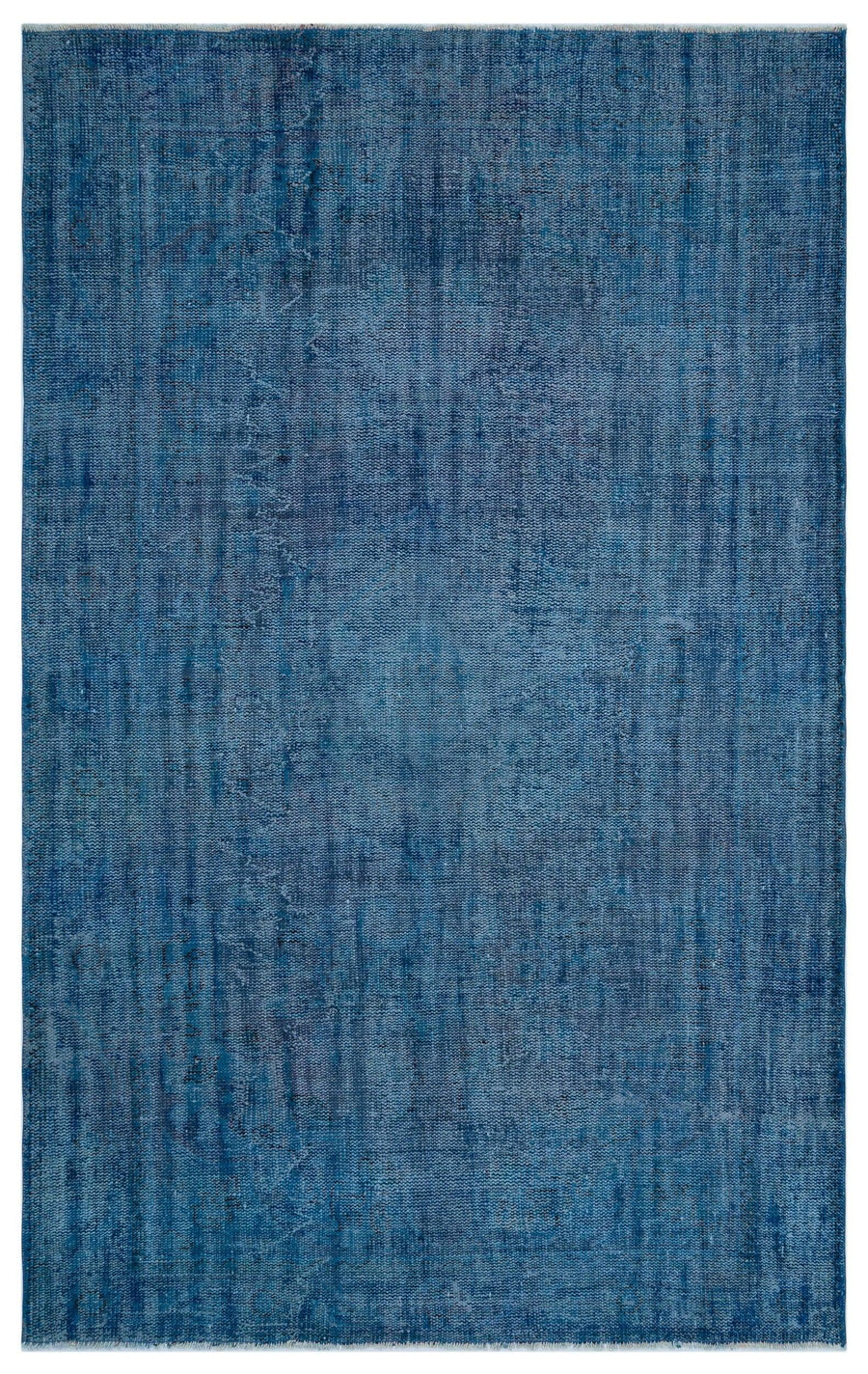 Solid Blue Hand-Knotted Wool Area Rug 183x292 cm (6' x 9'7") – in the hallway