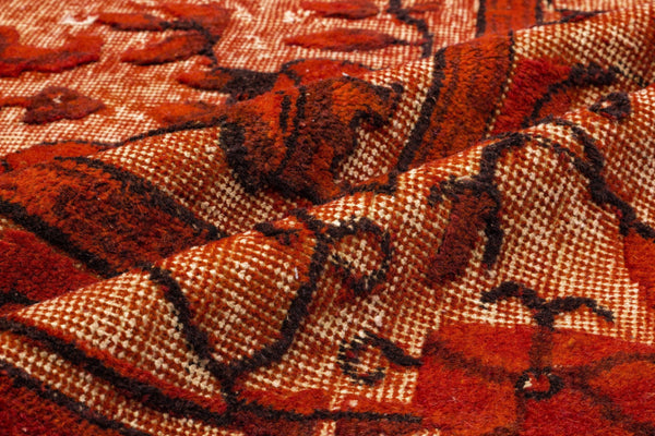 Turuncu Anadolu Bohem Çiçekli Yün Halı 177x279 - Özel Seri