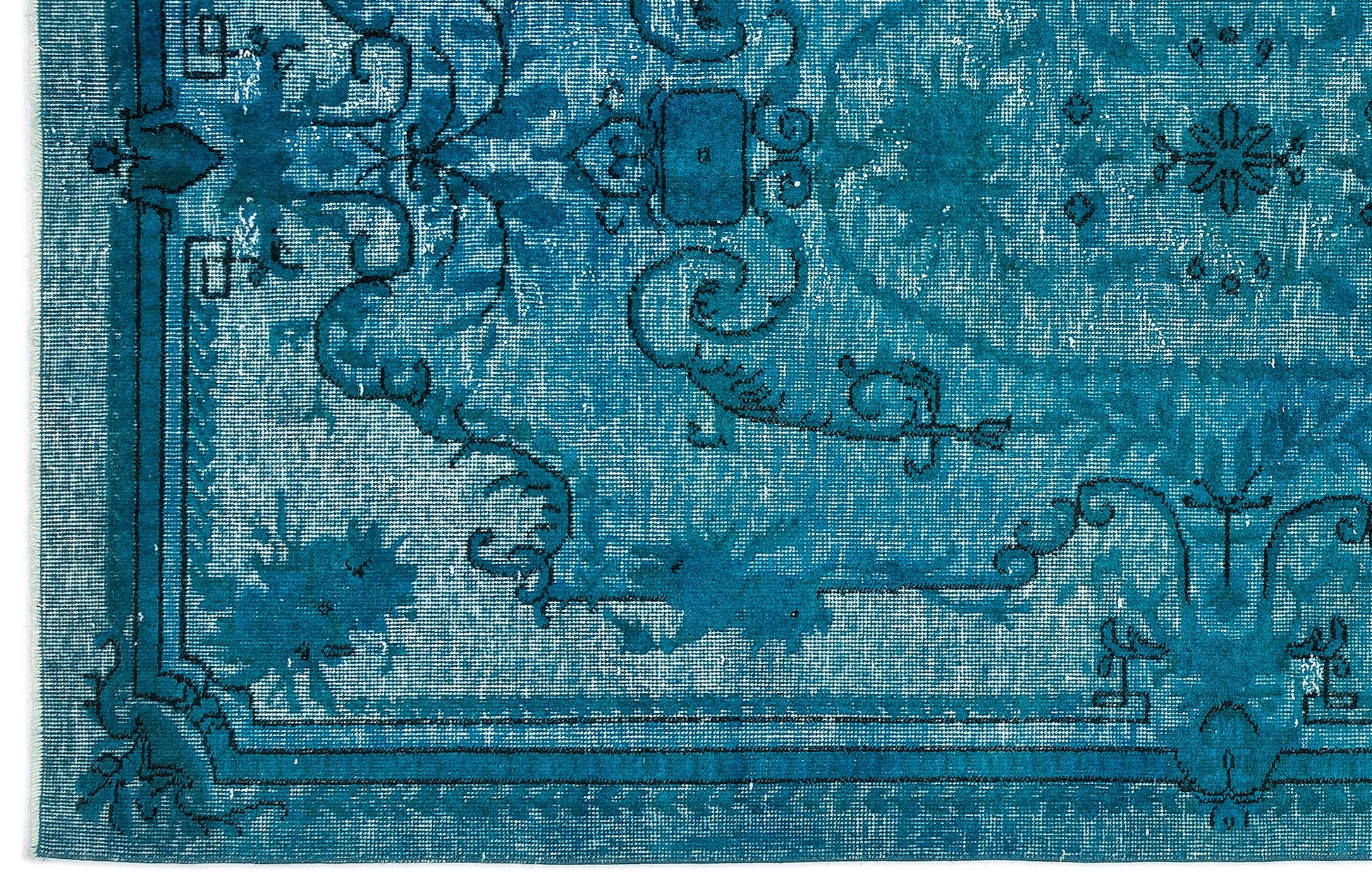 Mora Turkuaz Eskitme Yün El Dokuma Halısı 152 x 263 Apex Unique