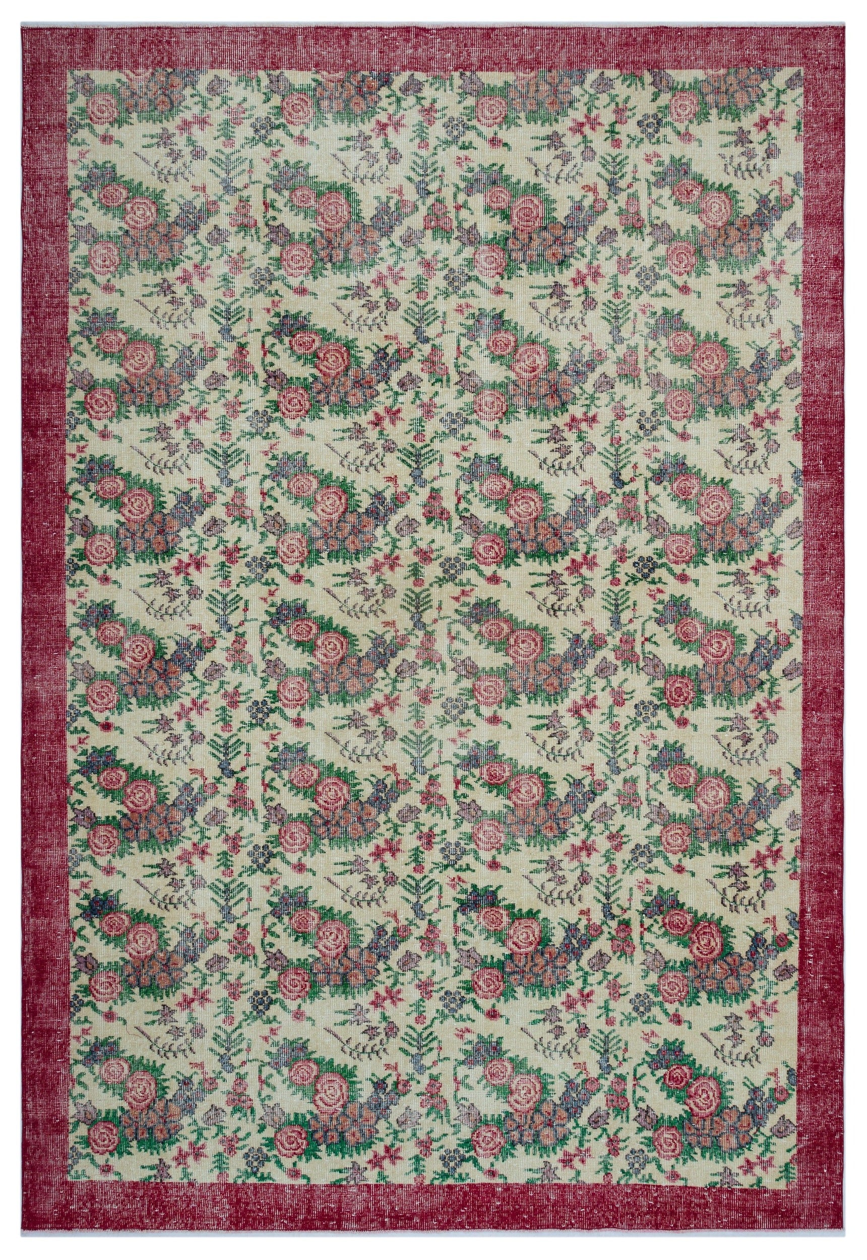 Atina Krem Eskitme Yün El Dokuma Halısı 223 x 322 Apex Unique