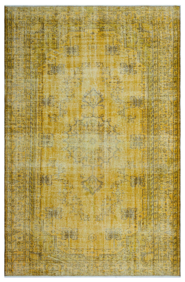 Sarı Bohem Eskitme Yün Halı 184x283