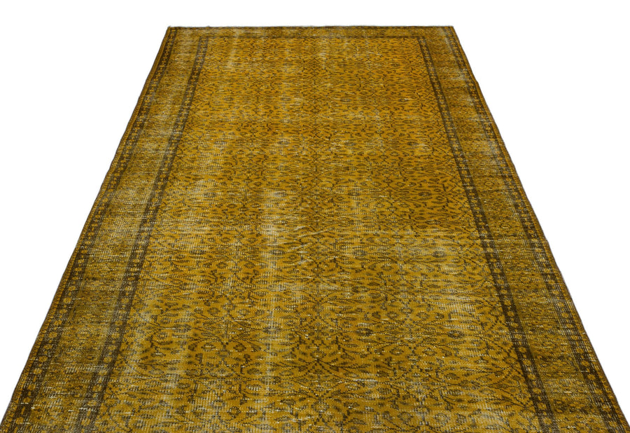 Sarı Eskitme Geometrik Yün Halı 157x284