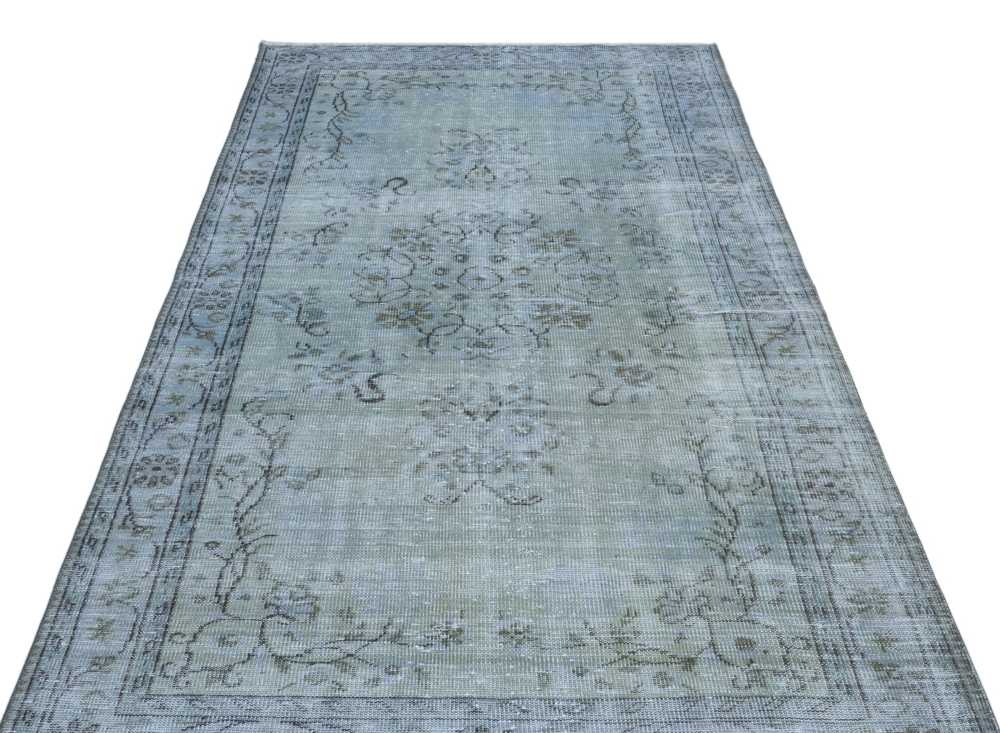 Atina Mavi Eskitme Yün El Dokuma Halısı 146 x 265 Apex Unique