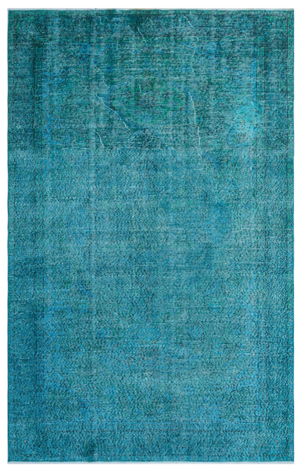 Mavi Siyah Bohem Eskitme Yün Halı 164x263