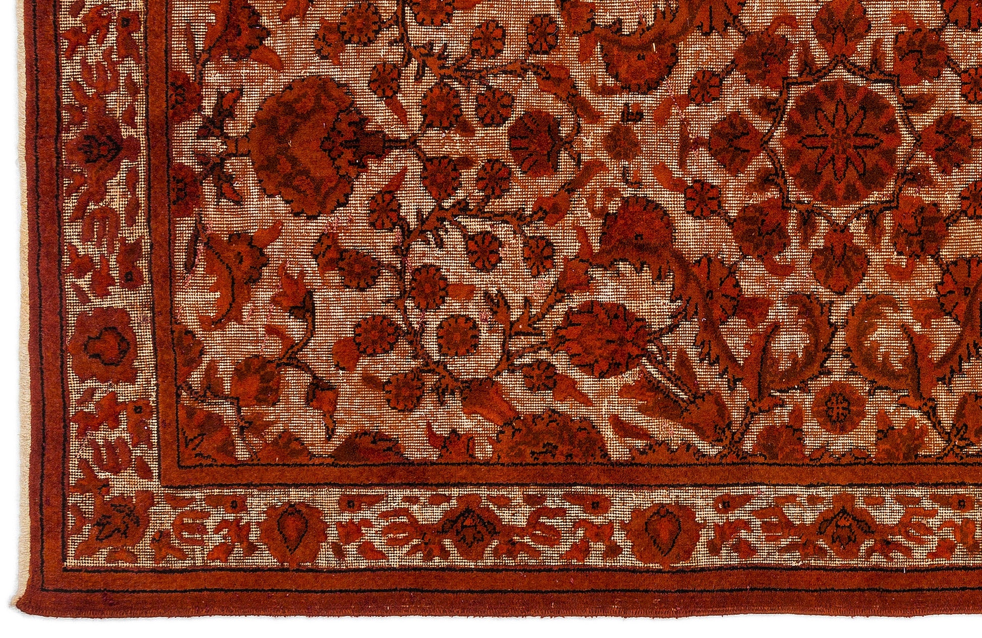 Mora Turuncu Eskitme Yün El Dokuma Halısı 145 x 248 Apex Unique