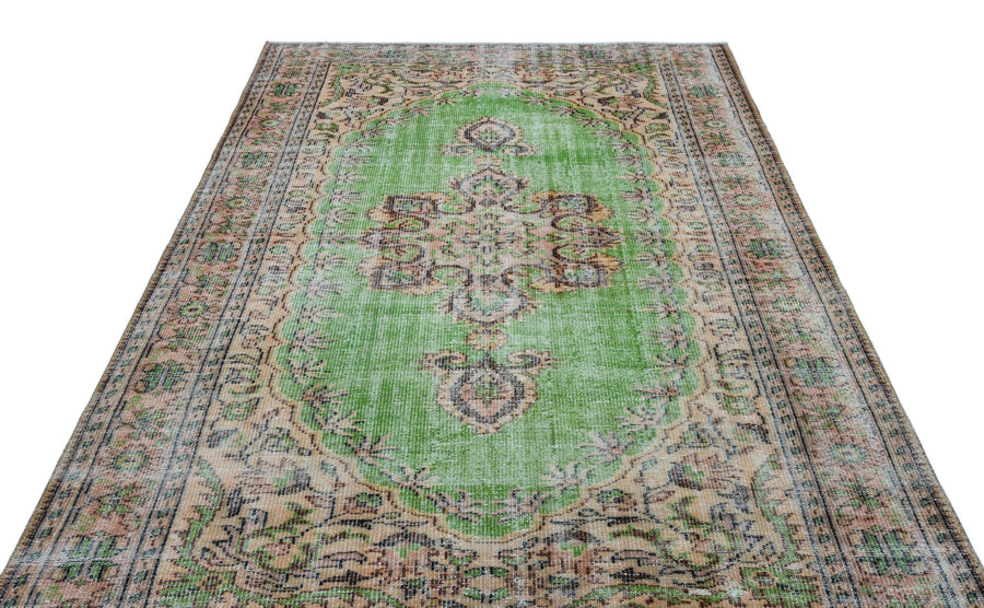 Yeşil Anadolu Geometrik Çiçekli Yün Halı 182x276 - Özel Seri