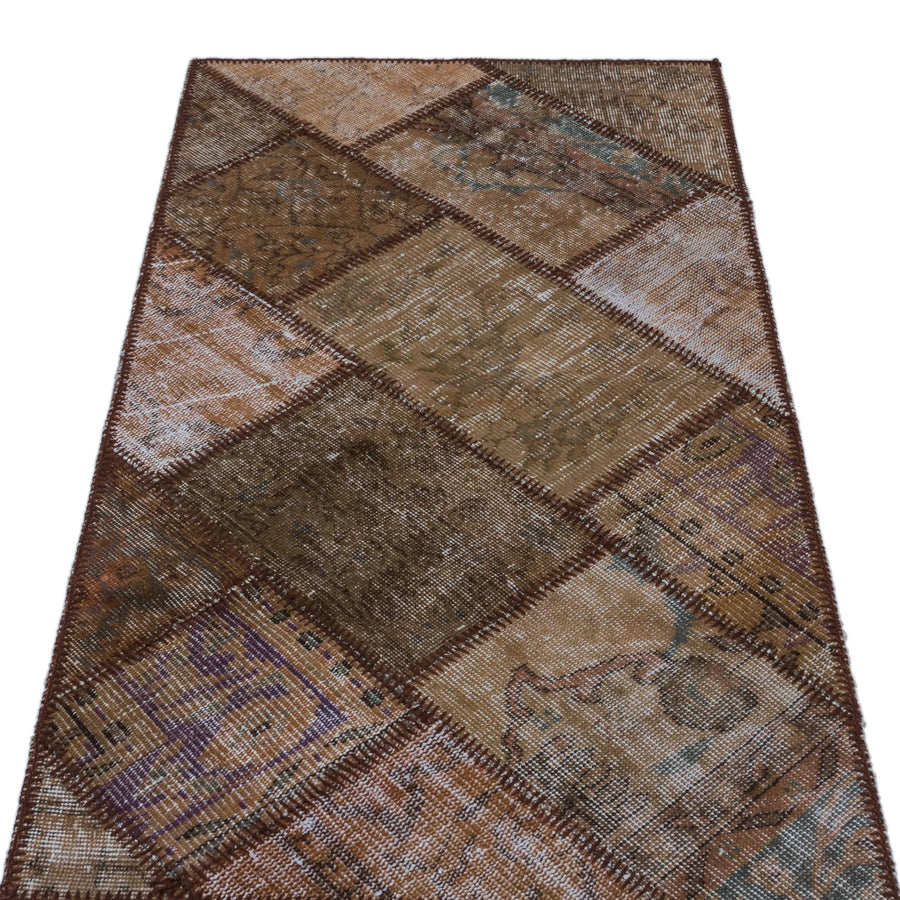 Bej Gri Anadolu Eskitme Geometrik Yün Halı 80x150 - Özel Seri