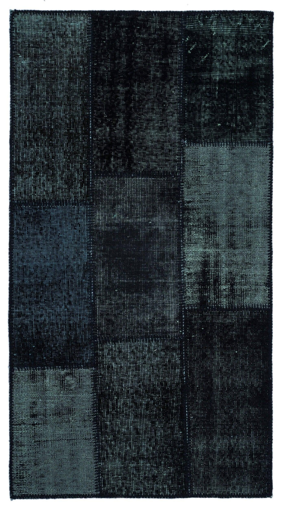 Siyah Koyu Gri Eskitme Patchwork Salon Halısı Soyut – Oturma Odası kullanımı