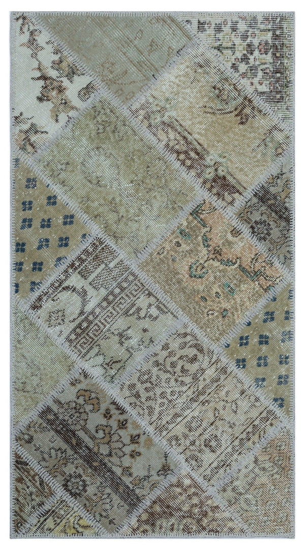 Bej Anadolu Bohem Eskitme Yün Halı 80x150 - Özel Seri