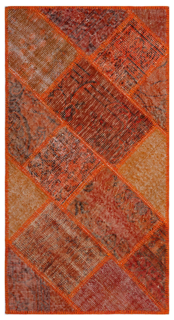 Turuncu Anadolu Bohem Eskitme Yün Halı 80x150 - Özel Seri