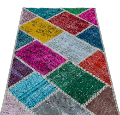 Iskece Bej Patchwork Yün El Dokuma Halısı 080 x 150 Apex Unique