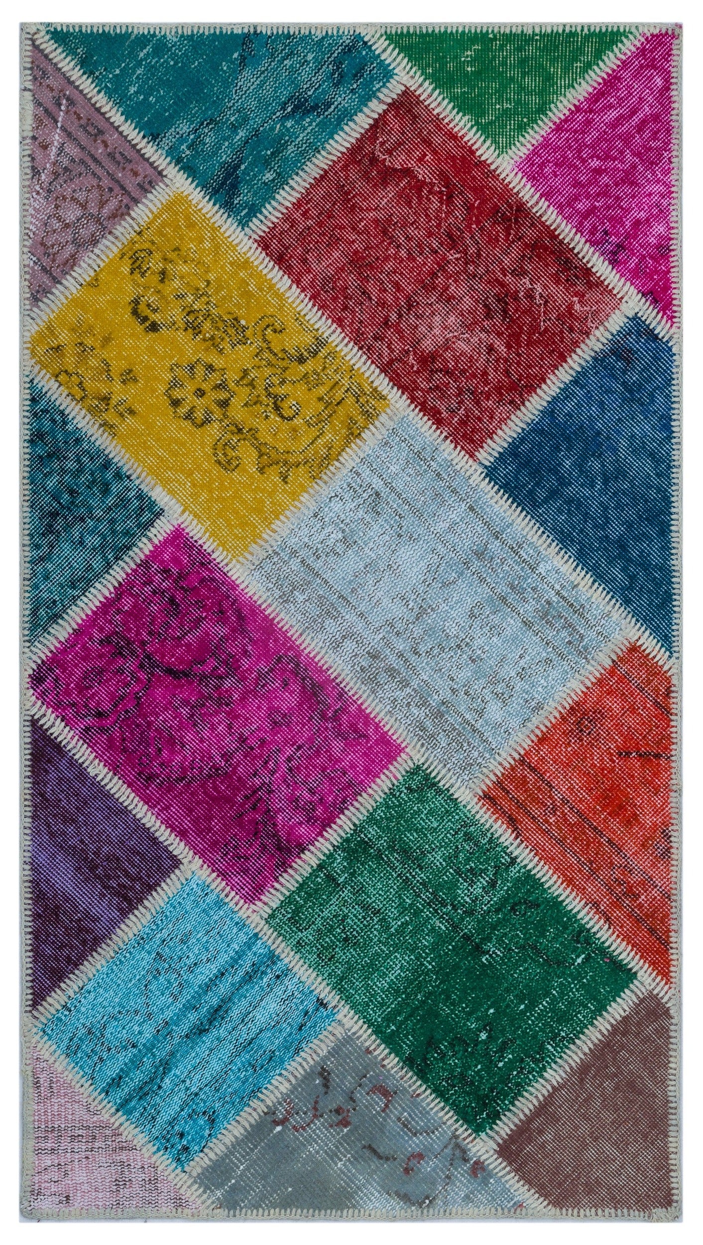 Iskece Bej Patchwork Yün El Dokuma Halısı 080 x 150 Apex Unique