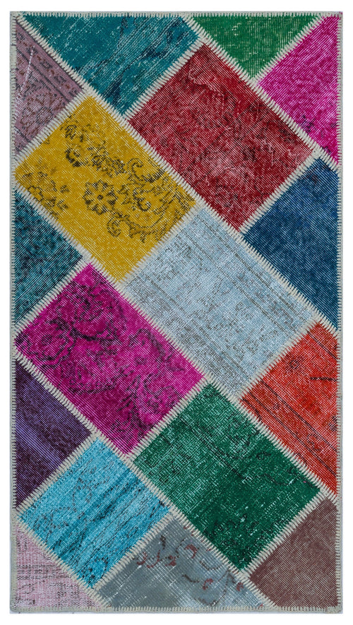 Iskece Bej Patchwork Yün El Dokuma Halısı 080 x 150 Apex Unique