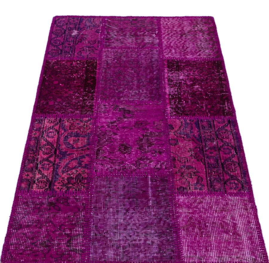 Pembe Anadolu Eskitme Geometrik Yün Halı 80x150 - Özel Seri