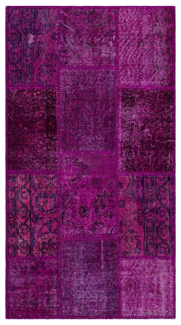 Pembe Anadolu Eskitme Geometrik Yün Halı 80x150 - Özel Seri