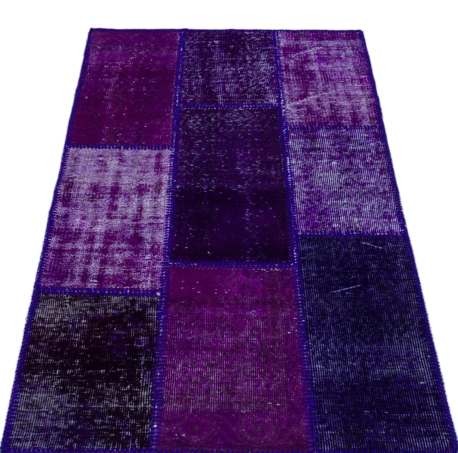 Lacivert Lila Anadolu Bohem Eskitme Yün Halı 80x150 - Özel Seri