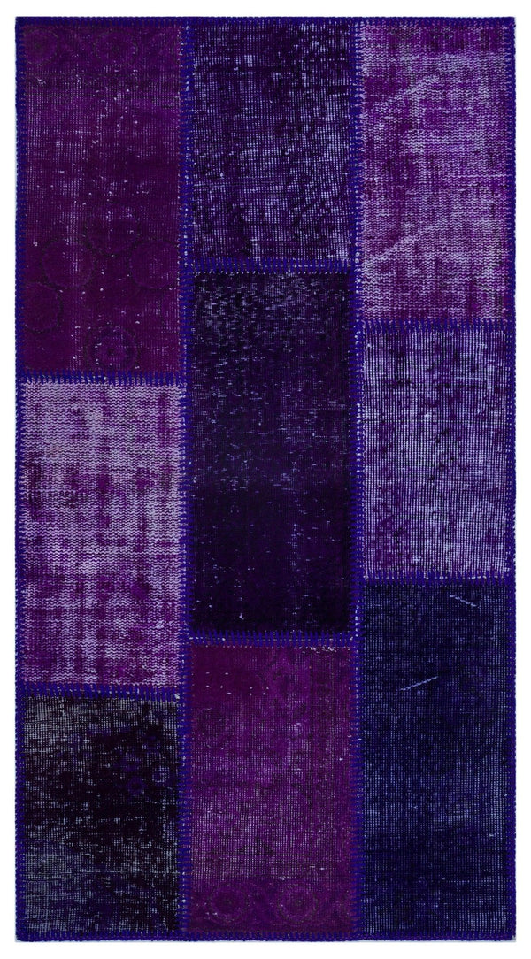 Lacivert Lila Anadolu Bohem Eskitme Yün Halı 80x150 - Özel Seri