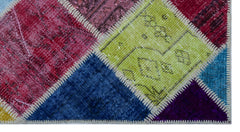 Iskece Bej Patchwork Yün El Dokuma Halısı 080 x 150 Apex Unique