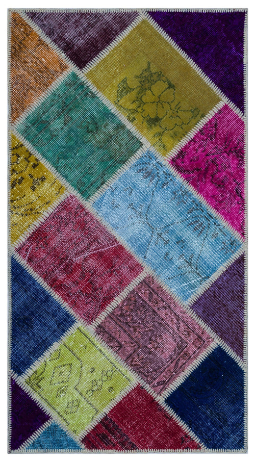 Iskece Bej Patchwork Yün El Dokuma Halısı 080 x 150 Apex Unique