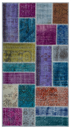 Iskece Bej Patchwork Yün El Dokuma Halısı 080 x 150 Apex Unique