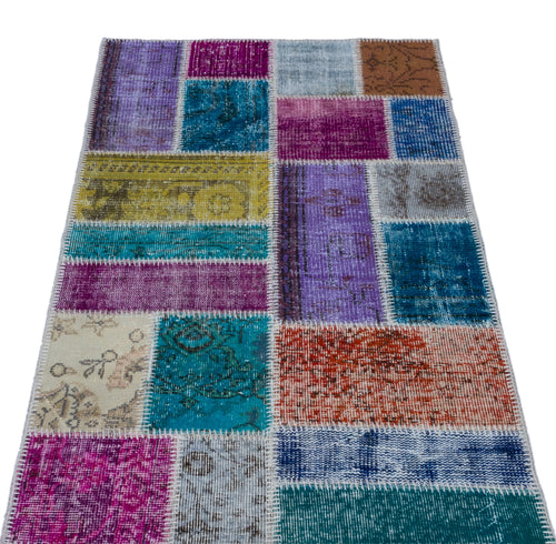 Iskece Bej Patchwork Yün El Dokuma Halısı 080 x 150 Apex Unique