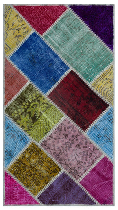 Iskece Bej Patchwork Yün El Dokuma Halısı 080 x 150 Apex Unique