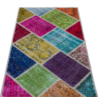 Çok Renkli El Dokuma Halı Geometrik Desenli Yün 80x150 cm 25979