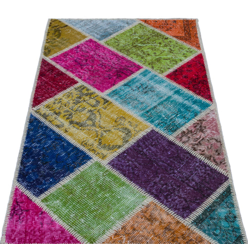 Iskece Bej Patchwork Yün El Dokuma Halısı 080 x 150 Apex Unique