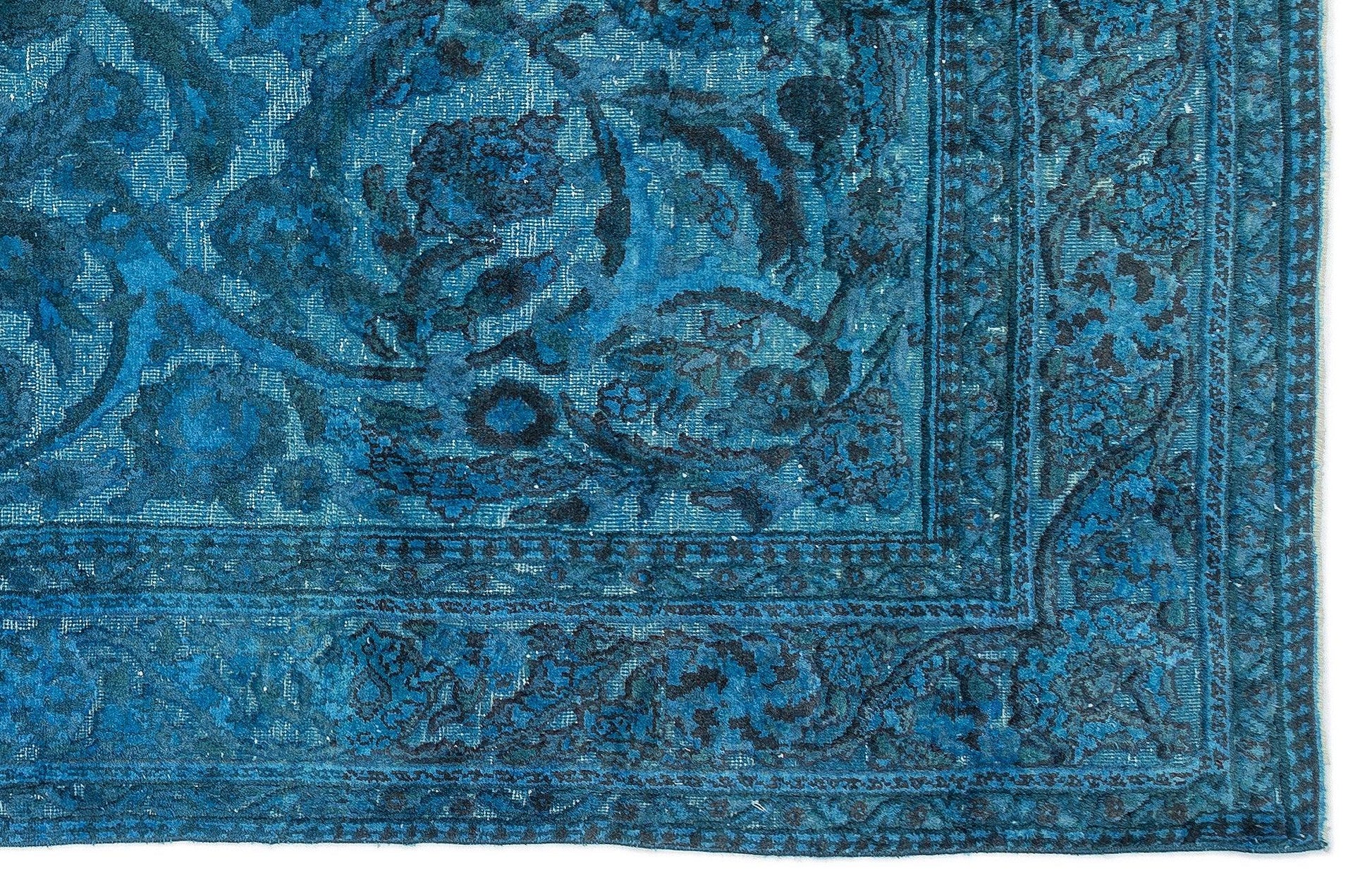 Mavi Siyah Anadolu Bohem Çiçekli Yün Halı 181x315 - Özel Seri
