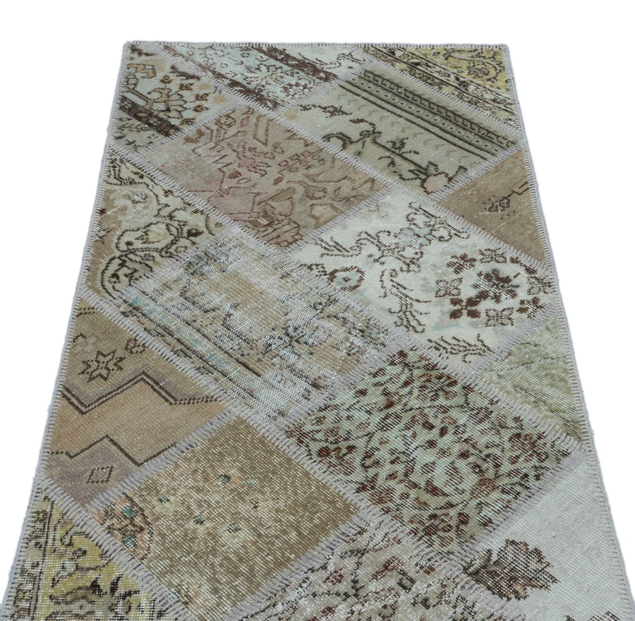 Bej Anadolu Bohem Eskitme Yün Halı 80x150 - Özel Seri
