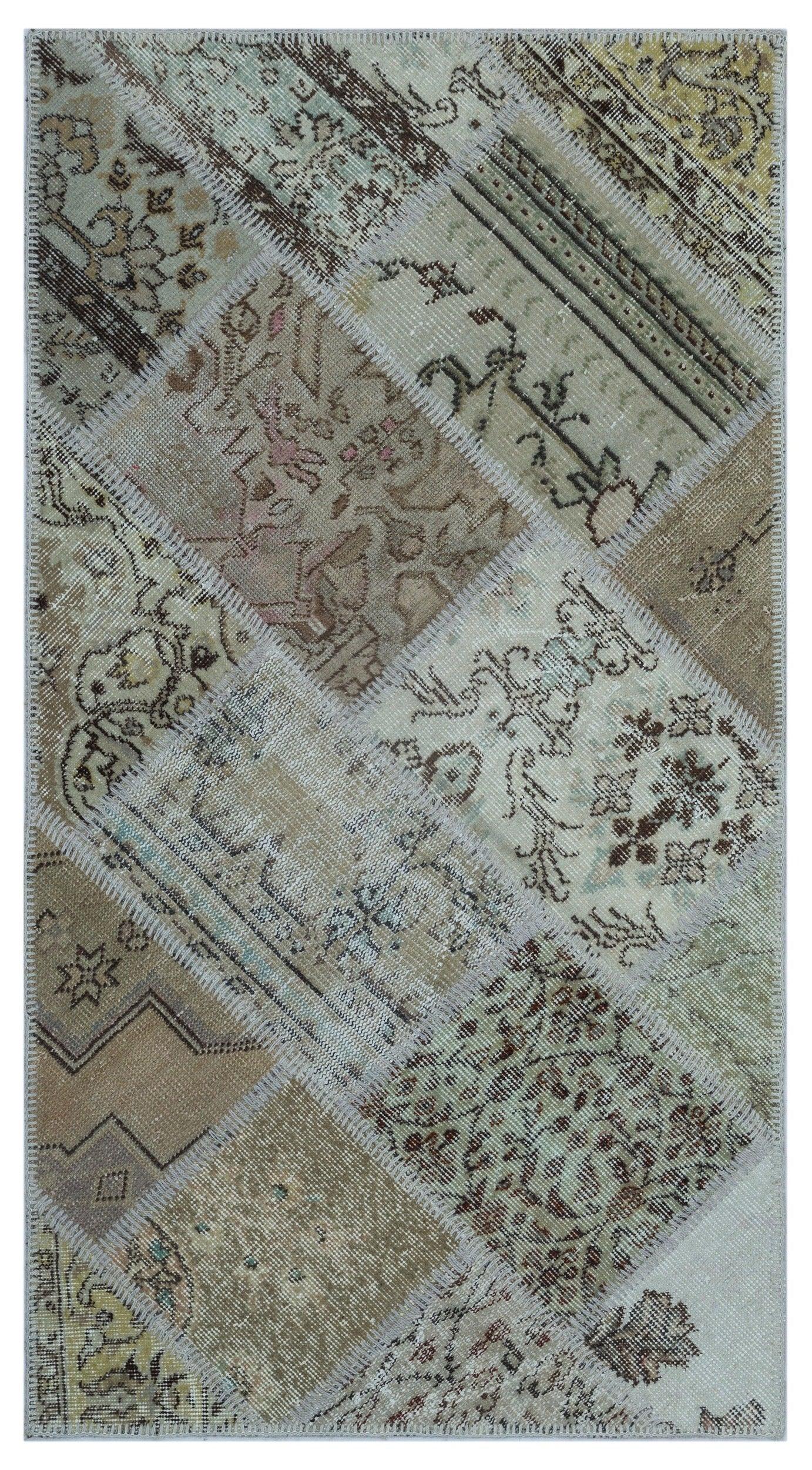 Bej Anadolu Bohem Eskitme Yün Halı 80x150 - Özel Seri