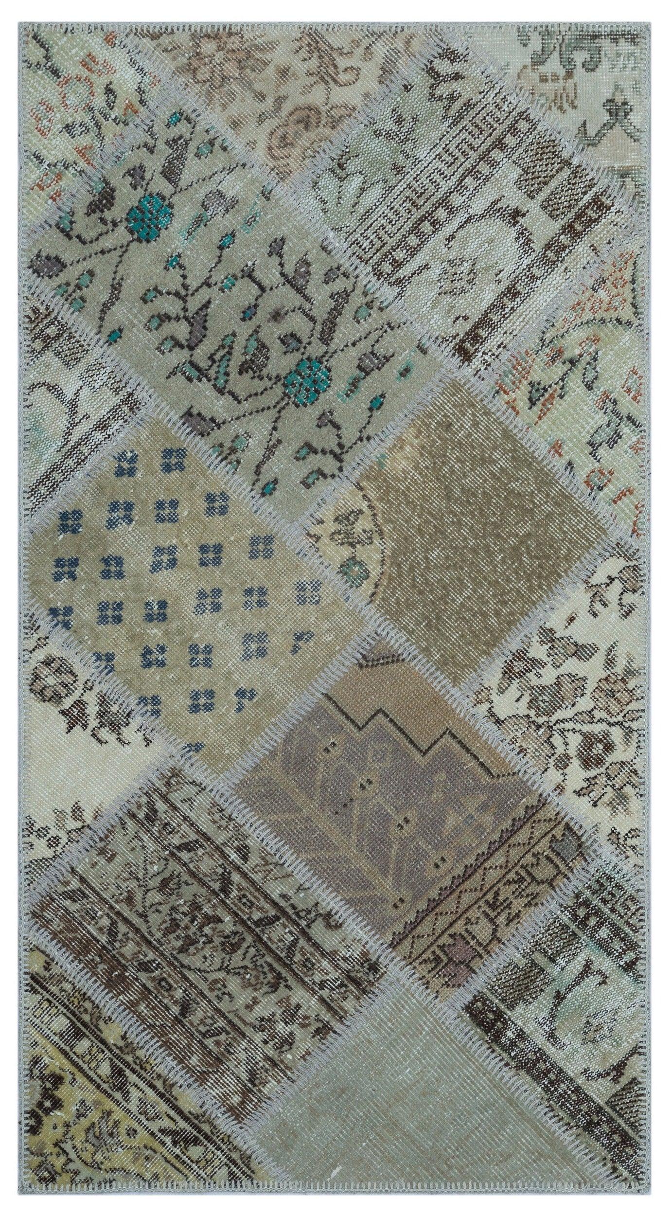 Bej Anadolu Bohem Eskitme Yün Halı 80x150 - Özel Seri