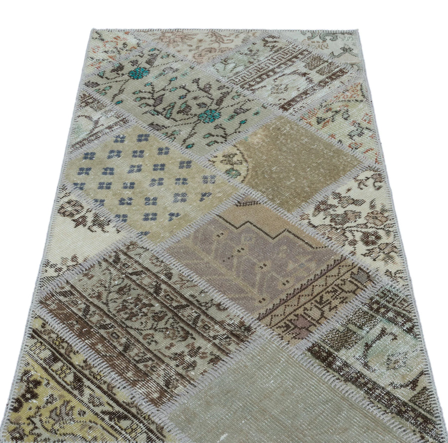 Bej Anadolu Bohem Eskitme Yün Halı 80x150 - Özel Seri
