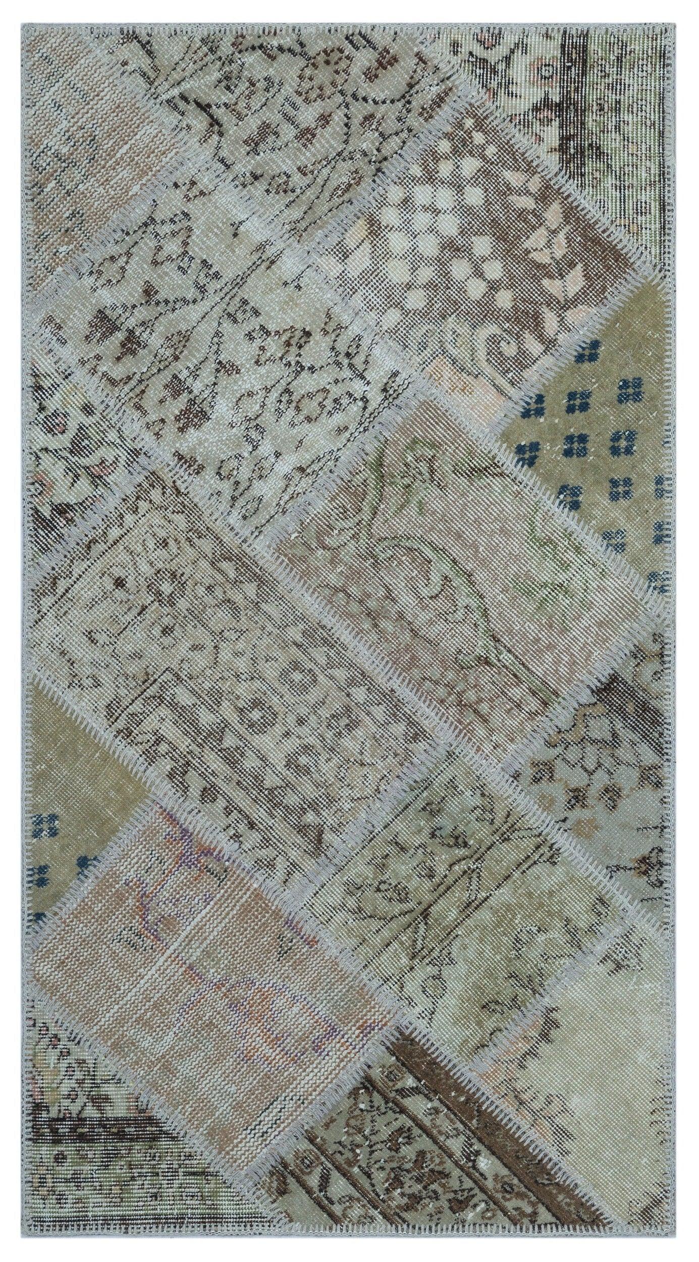 Bej Anadolu Bohem Eskitme Yün Halı 80x150 - Özel Seri