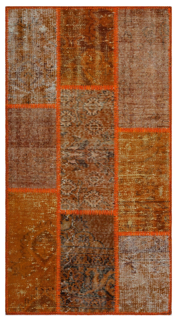 Turuncu Anadolu Bohem Eskitme Yün Halı 80x150 - Özel Seri