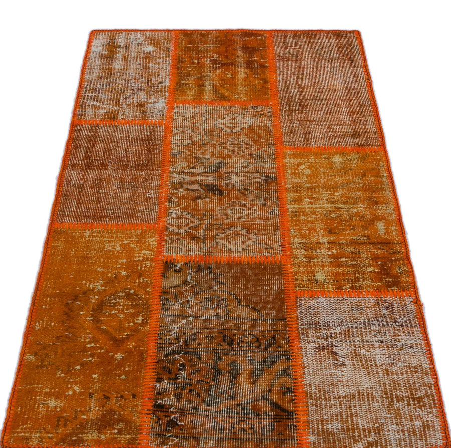 Turuncu Anadolu Bohem Eskitme Yün Halı 80x150 - Özel Seri