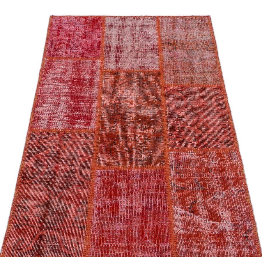 Kırmızı Anadolu Eskitme Geometrik Yün Halı 80x150 - Özel Seri