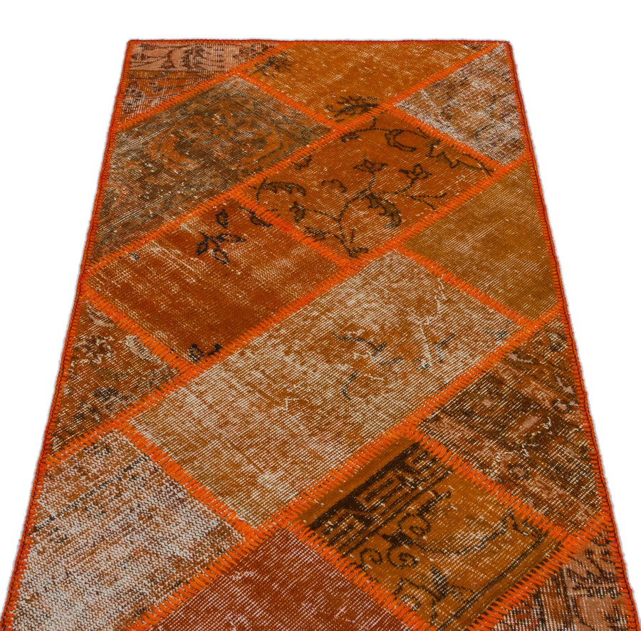Turuncu Anadolu Bohem Eskitme Yün Halı 80x150 - Özel Seri