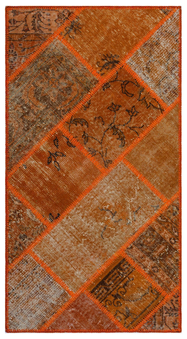 Turuncu Anadolu Bohem Eskitme Yün Halı 80x150 - Özel Seri