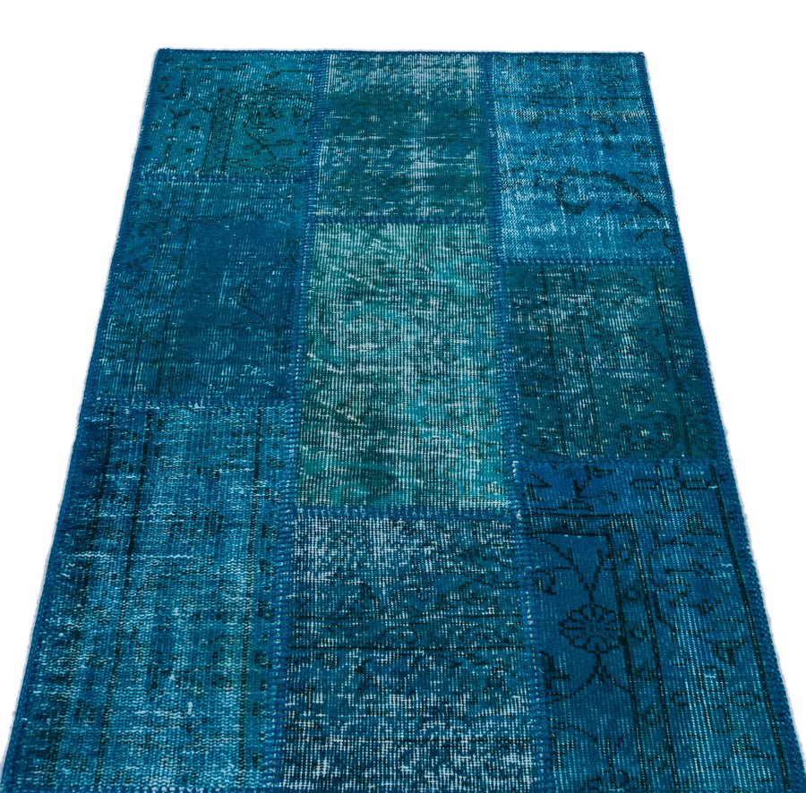 Beyaz Gri Anadolu Eskitme Geometrik Yün Halı 80x150 - Özel Seri