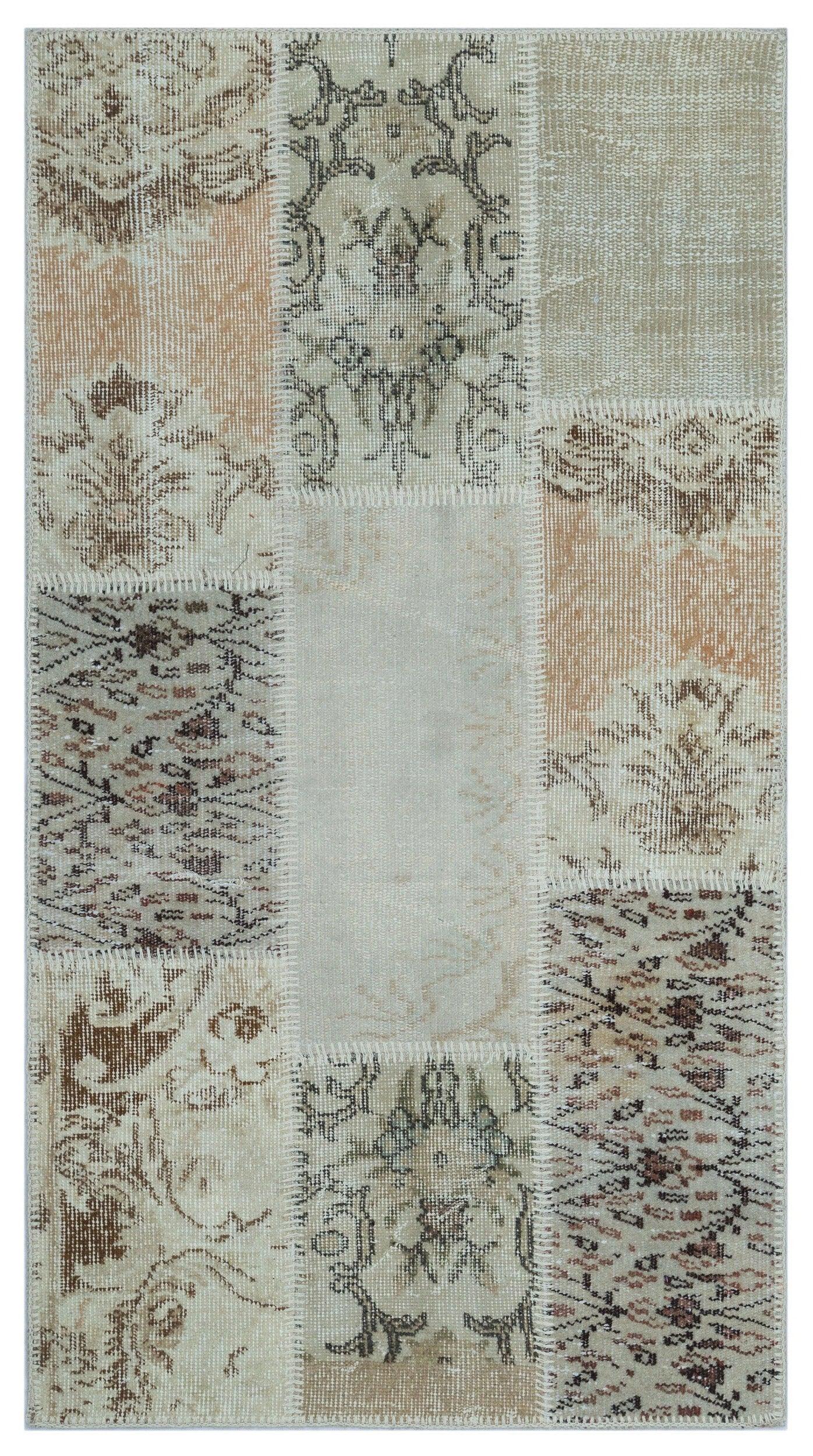 Bej Anadolu Bohem Eskitme Yün Halı 80x150 - Özel Seri