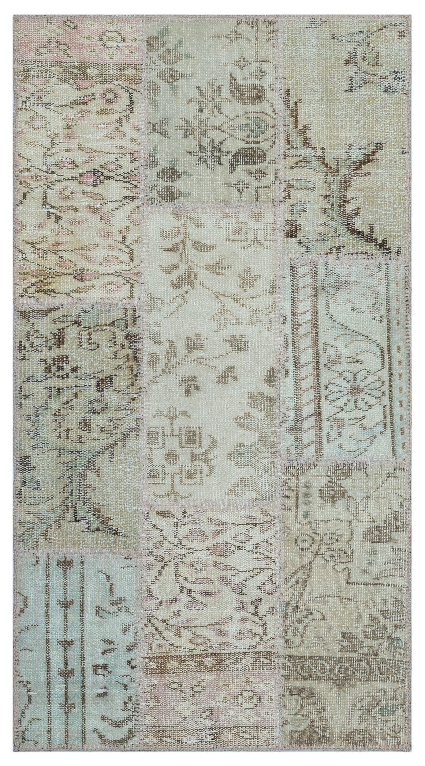 Bej Anadolu Bohem Eskitme Yün Halı 80x150 - Özel Seri