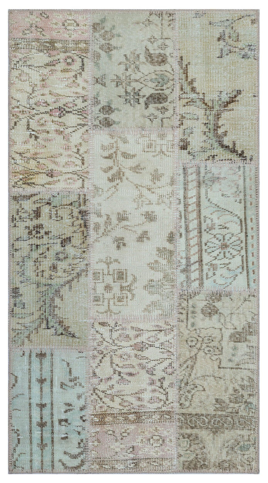 Bej Anadolu Bohem Eskitme Yün Halı 80x150 - Özel Seri