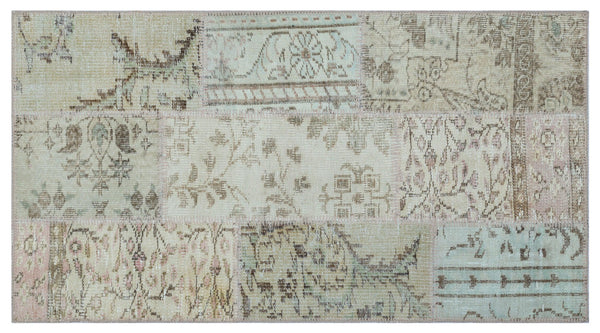 Bej Anadolu Bohem Eskitme Yün Halı 80x150 - Özel Seri
