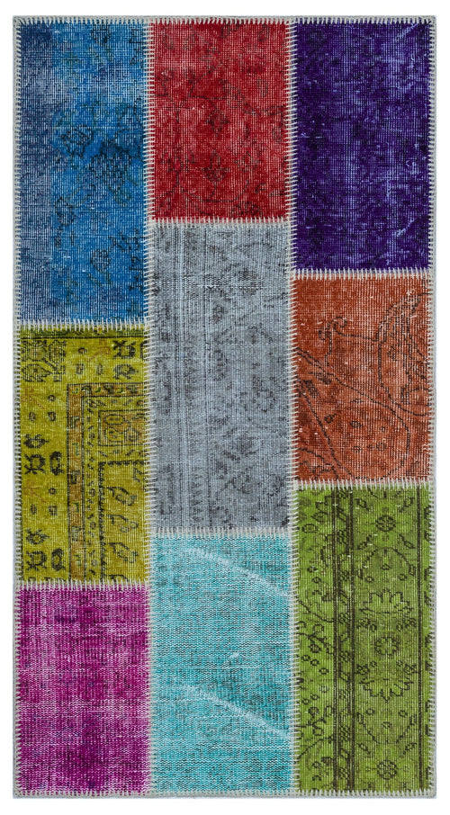 Iskece Bej Patchwork Yün El Dokuma Halısı 080 x 150 Apex Unique