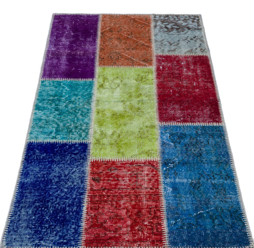 Iskece Bej Patchwork Yün El Dokuma Halısı 080 x 150 Apex Unique