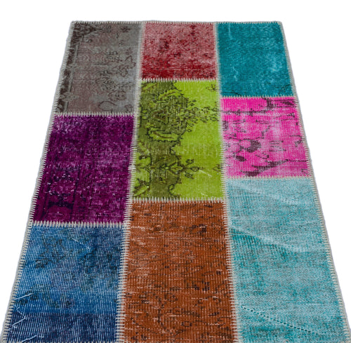 Iskece Bej Patchwork Yün El Dokuma Halısı 080 x 150 Apex Unique