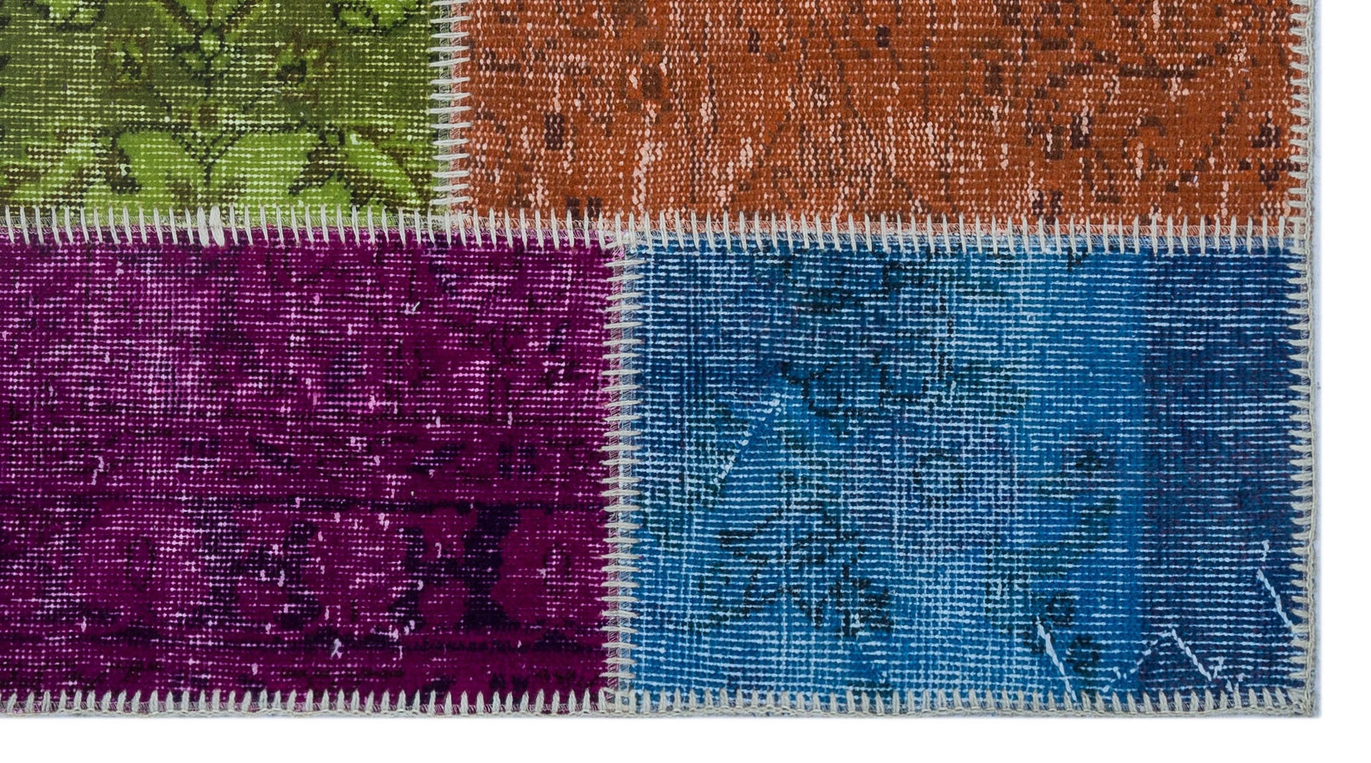 Iskece Bej Patchwork Yün El Dokuma Halısı 080 x 150 Apex Unique