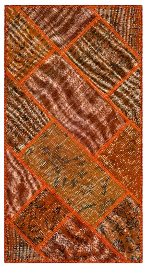 Turuncu Anadolu Bohem Eskitme Yün Halı 80x150 - Özel Seri