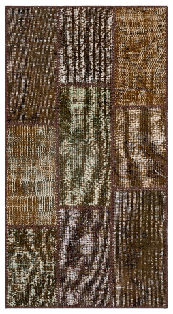 Bej Gri Anadolu Eskitme Geometrik Yün Halı 80x150 - Özel Seri